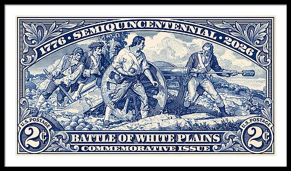 White Plains 2c blue - Framed Print