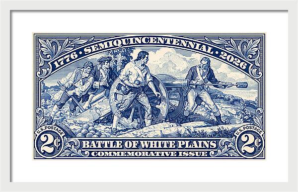 White Plains 2c blue - Framed Print
