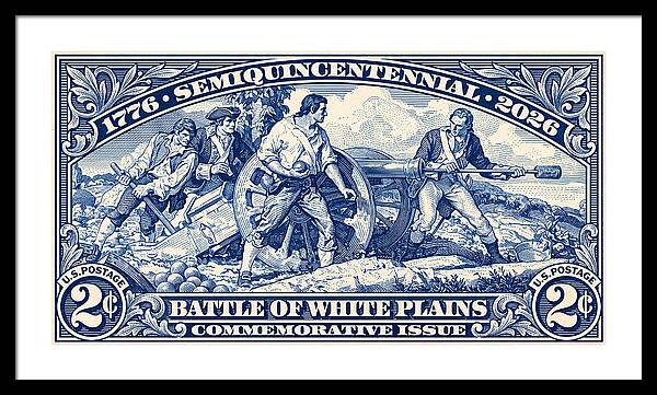 White Plains 2c blue - Framed Print