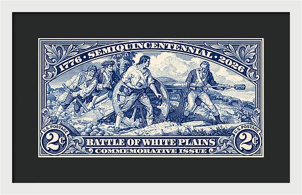 White Plains 2c blue - Framed Print