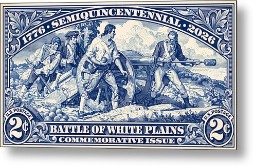 White Plains 2c blue - Metal Print