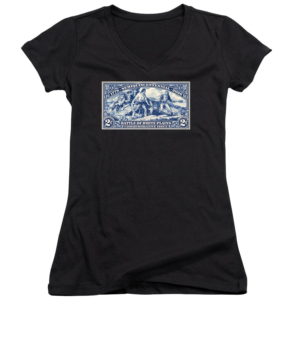 White Plains 2c blue - Women's V-Neck
