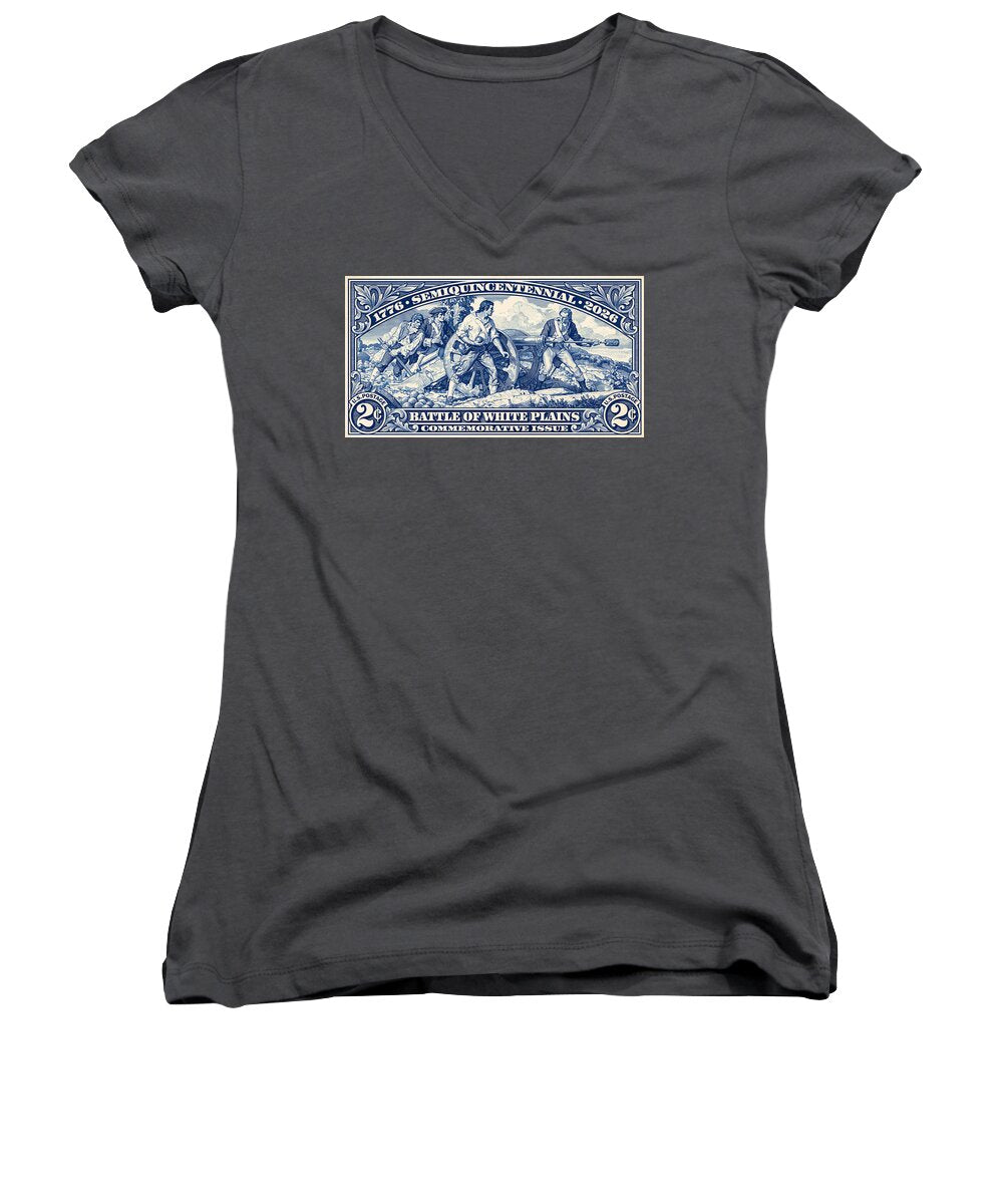 White Plains 2c blue - Women's V-Neck