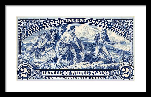 White Plains 2c blue - Framed Print