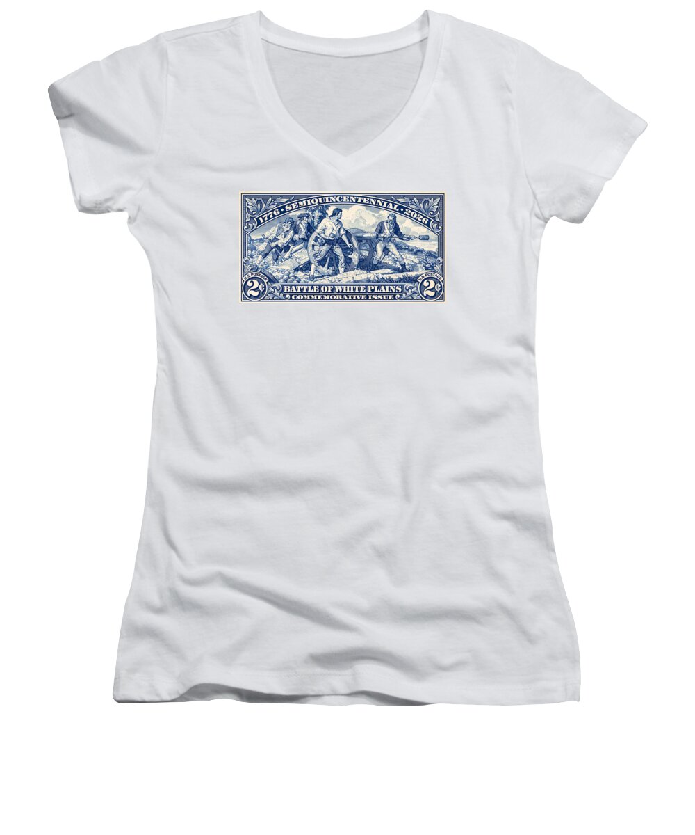 White Plains 2c blue - Women's V-Neck