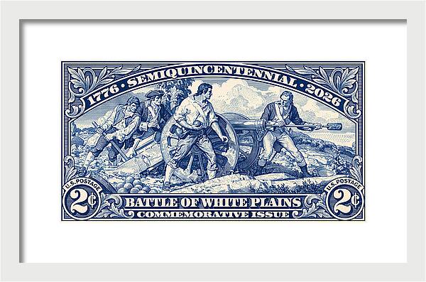 White Plains 2c blue - Framed Print
