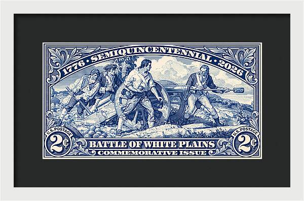 White Plains 2c blue - Framed Print